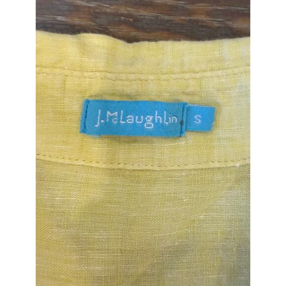 J. McLaughlin Yellow 100% Linen Button Down Shirt Blouse Top Women size S - Picture 5 of 8